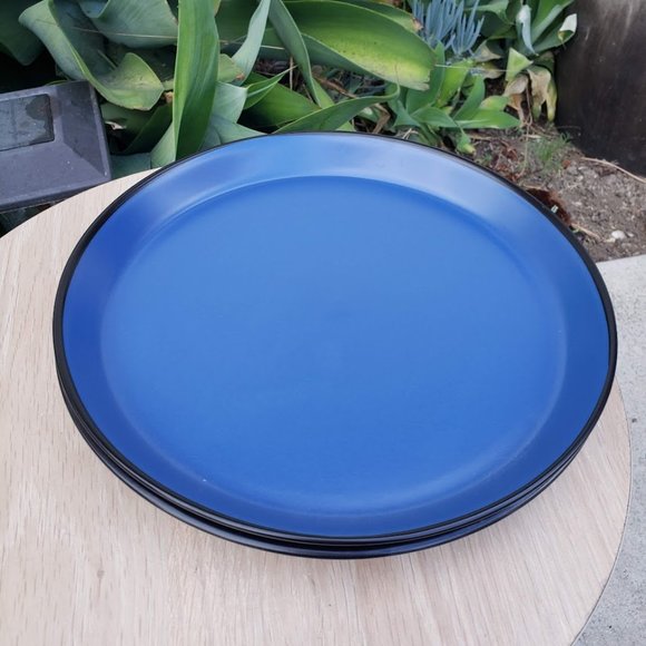 NEW Stone Lain 2 Piece Plates Stoneware Dinnerware Blue and Black Dishwasher an - Picture 3 of 7